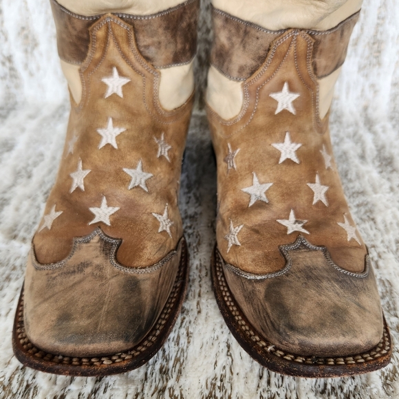 Roper "Vintage Americana" Stars And Stripes Western Boots Sepia | Women's Size 9 - Picture 3 of 15